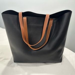 NWT Madewell Signature Transport Tote, Black and Brown, Unlined Leather